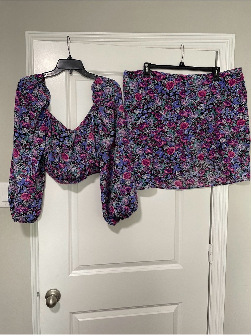 Purple & Pink Floral Mini Skirt